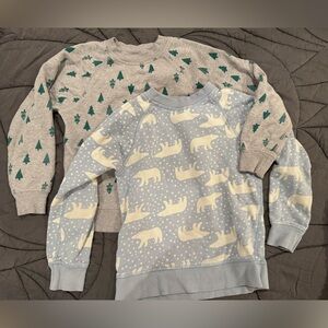 HANNA ANDERSON Kids' Polar Bear and Tree Print Sweatshirts. SIZE 6-7.